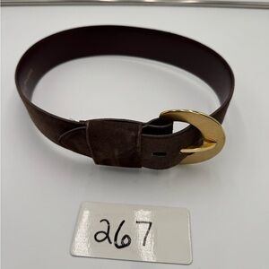 Elegant Brown Belt with Gold Buckle